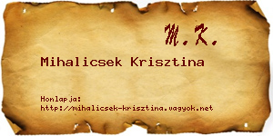 Mihalicsek Krisztina névjegykártya